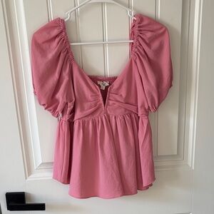 Entro Pink Puff Sleeve Blouse